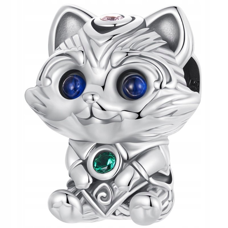 Charms Zawieszka Charms Niebieskooki Kotek Srebro 925 Charmsy Trusky