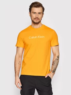 Koszulki męskie - Calvin Klein T-Shirt Raised Striped Logo K10K108842 Pomarańczowy Regular Fit - grafika 1