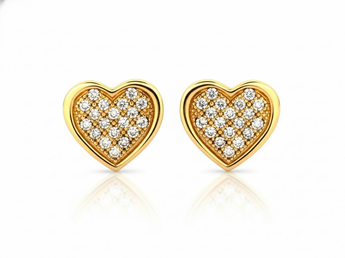 Złote ze złota 585 dla kobiety serce na sztyfcie z brylantami 0,12ct