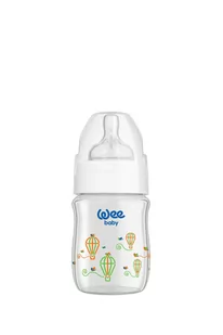 WEE BABY BUTELKA ŻAROODPORNA Z SZEROKĄ SZYJKĄ 120ML 0M+ BIAŁA - Butelki dla niemowląt - miniaturka - grafika 1