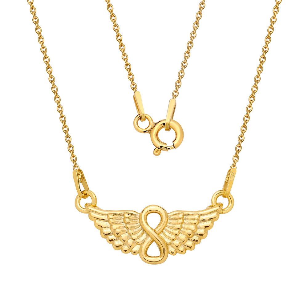 MYNESS Naszyjnik ze skrzydłami i nieskończonością, rozmiar 43 cm