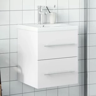 vidaXL Szafka łazienkowa z wbudowaną umywalką, biała - Szafki łazienkowe - miniaturka - grafika 1