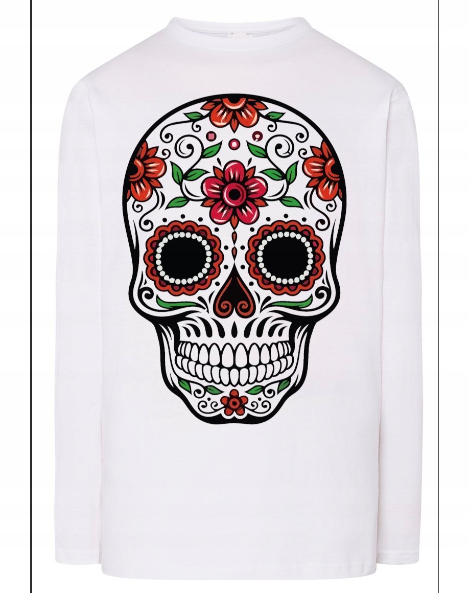 Longsleeve męski nadruk kolorowa czaszka r.S