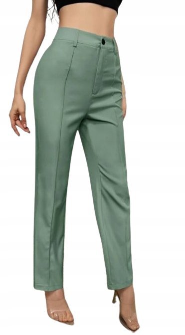 SHEIN SPODNIE CASUAL DAMSKIE ZIELONE BASIC 34 VIB
