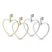 Kolczyki - Kolczyki ze stali 316L - kontur serca na gładkim pasku, sztyfty - Kolor: Złoty - Biżuteria e-shop - miniaturka - grafika 1