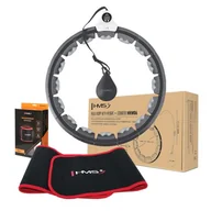 Pozostały sprzęt i akcesoria do ćwiczeń - ZESTAW HULA HOP HHW06 BLACK Z PIŁKĄ GRAWITACYJNĄ I LICZNIKIEM HMS + PAS BR163 RED - miniaturka - grafika 1