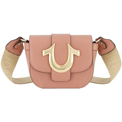 True Religion Women's Crossbody Bag, Mini Flap Adjustable Shoulder Handbag with Horseshoe Logo, Berry