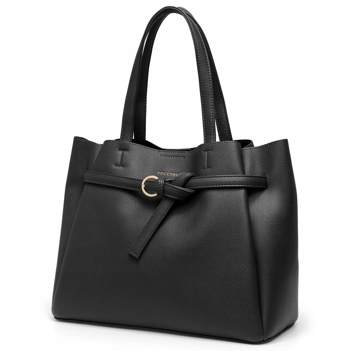 PUCCINI Torebka Damska Shopper Duża Na Ramię Ekoskóra Czarna BK2251030D-1