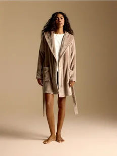 Reserved - Szlafrok z paskiem - jasnoszary - Moda i Uroda OUTLET - miniaturka - grafika 1