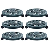 Donice - vidaXL Stojaki na kółkach pod donice, 6 szt., zielone, 38 cm, plastik - miniaturka - grafika 1