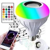 Żarówki LED - Żarówka LED E27 RGB z głośnikiem Bluetooth + Pilot - miniaturka - grafika 1