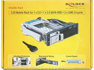 DeLOCK Kieszeń wewnętrzna na 2xHDD SATA 2.5+3.5+2xUSB 3.0 AIDEKK000000003 - Obudowy i kieszenie na dyski twarde - miniaturka - grafika 1