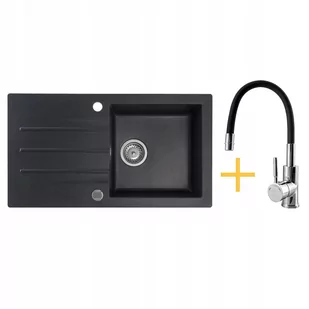 KERNAU Zlewozmywak granitowy Kernau Zestaw KGSA 50 1B1D Black Metallic+ bateria KWT 29 197779 - Zlewozmywaki z baterią - miniaturka - grafika 1