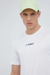 Koszulki męskie - Adidas TERREX TERREX t-shirt sportowy Multi kolor biały z nadrukiem - grafika 1