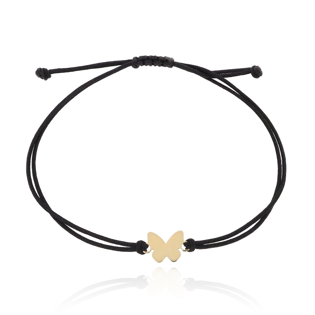 Bransoletka czarny sznurek motylek pr. 585