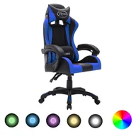 Fotele gamingowe - Lumarko Fotel dla gracza z RGB LED, niebiesko-czarny, sztuczna skóra - miniaturka - grafika 1