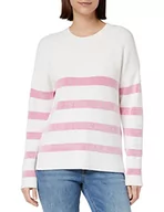 Kurtki damskie - Vila Women's VIRIL Stripe L/S Knit TOP-NOOS kurtka dzianinowa, White Alyssum/Stripes:Pink Yarrow, S, White Alyssum/Stripes:pink Yarrow, S - miniaturka - grafika 1