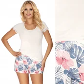 Piżamy damskie - Piżama damska z wiskozy DONNA Mila 1/2 ekru M 38 - miniaturka - grafika 1