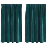 Zasłony - zasłony vidaXL ciemnozielone poliester 140 x 140 cm dekoracyjne wstawki - miniaturka - grafika 1