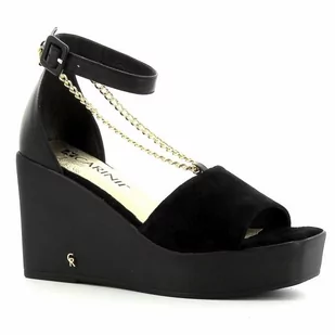 Czarne sandały na koturnie CARINII - Carinii - Sandały damskie - miniaturka - grafika 1