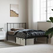 Łóżka - Metalowa rama łóżka z wezgłowiem, czarna, 80x200 cm Lumarko! - miniaturka - grafika 1