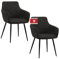 Krzesła - Krzesła do jadalni ALBATROS zestaw 2 SILA, czarne - Nowoczesne i stylowe, wygodne krzesło tapicerowane - Eleganckie krzesło kuchenne, krzesło do jadalni lub krzesło do stołu w stylu retro - miniaturka - grafika 1