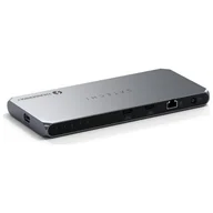 Stacje dokujące i replikatory portów - Satechi Thunderbolt 4 3.5mm audio czytnik kart 2x USB-A 3.2 2x HDMI 2.0 DisplayLink 1x Ethernet 3x TB4 downstream DC/21V - zasilacz 180W 96W TB4 passthrough ST-DT4MDM-EU - miniaturka - grafika 1