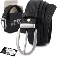 Paski - Skórzany pasek damski do spodni sukienki czarna skóra nat 3 cm Beltimore D89 czarny r.110-125 cm - miniaturka - grafika 1