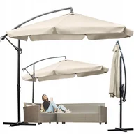 Parasole ogrodowe - PARASOL OGRODOWY Z WYSIĘGNIKIEM SKŁADANY REGULACJA WYSOKOŚCI BEŻOWY 350CM - miniaturka - grafika 1