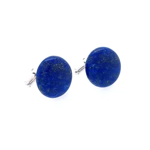 Spinki do mankietów Lapis Lazuli okrągły (S535) Srebro [925] - Spinki do mankietów i krawatów - miniaturka - grafika 1