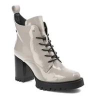 Botki damskie - Szare Botki S.Barski Eleganckie Buty Na Obcasie - miniaturka - grafika 1