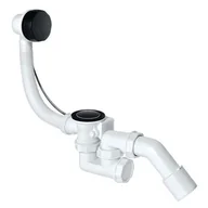 Syfony - Syfon wannowy z automatycznym korkiem czarny odejście obrotowe fi40/50 - miniaturka - grafika 1