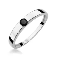 Pierścionki - Złoty pierścionek Czarny Diament 0,12ct białe złoto pr. 585 - miniaturka - grafika 1