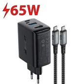 Ładowarki do telefonów - Acefast 2w1 ładowarka sieciowa GaN 65W USB Typ C / USB, adapter przejściówka HDMI 4K@60Hz (zestaw z kablem) czarny (A17 black) - miniaturka - grafika 1