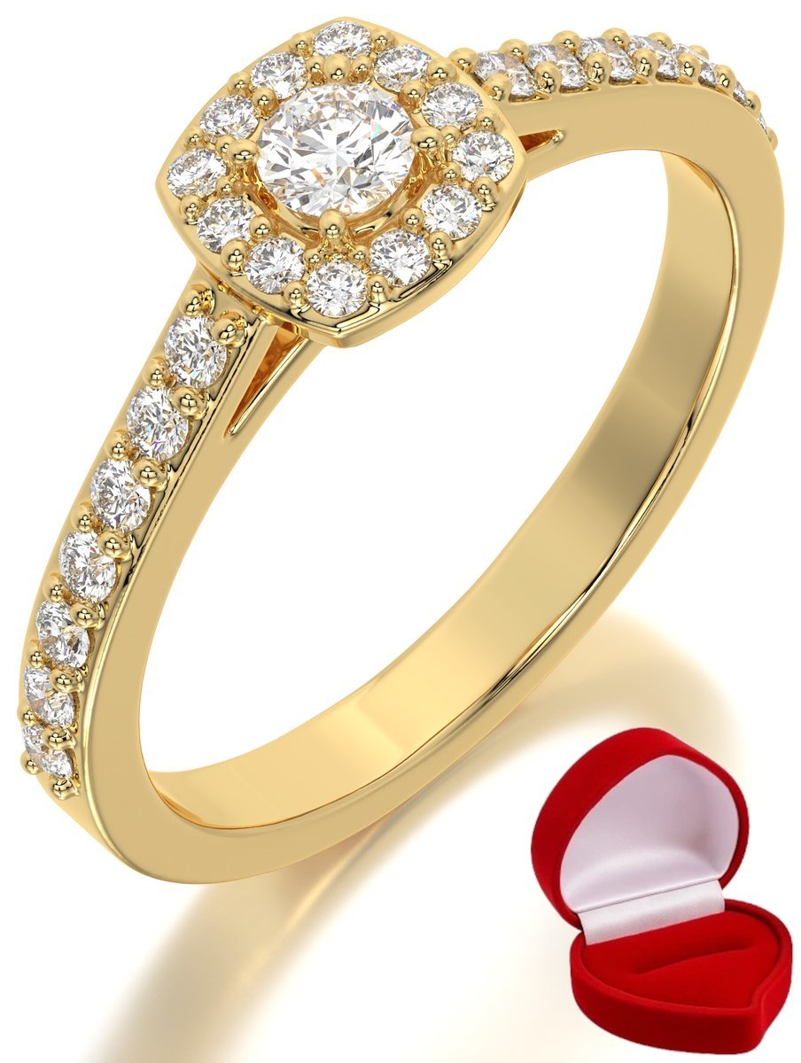 ZŁOTY PIERŚCIONEK ZARĘCZYNOWY 585 14k DIAMENT BRYLANT 0,09 ct R8