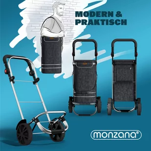 Wózek na zakupy Czarny Aluminium 31x24x54cm 56L - Torby i wózki na zakupy - miniaturka - grafika 1