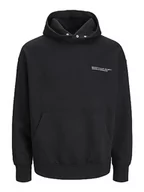 Bluzy męskie - Bestseller A/S Męska bluza z kapturem Jorvesterbro Back Sweat Hood Sn, czarny, XXL - miniaturka - grafika 1