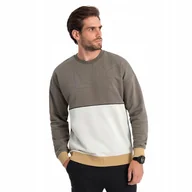 Bluzy męskie - Bluza męska OVERSIZE kontrastowe kolory khaki V7 OM-SSNZ-0130 S - miniaturka - grafika 1