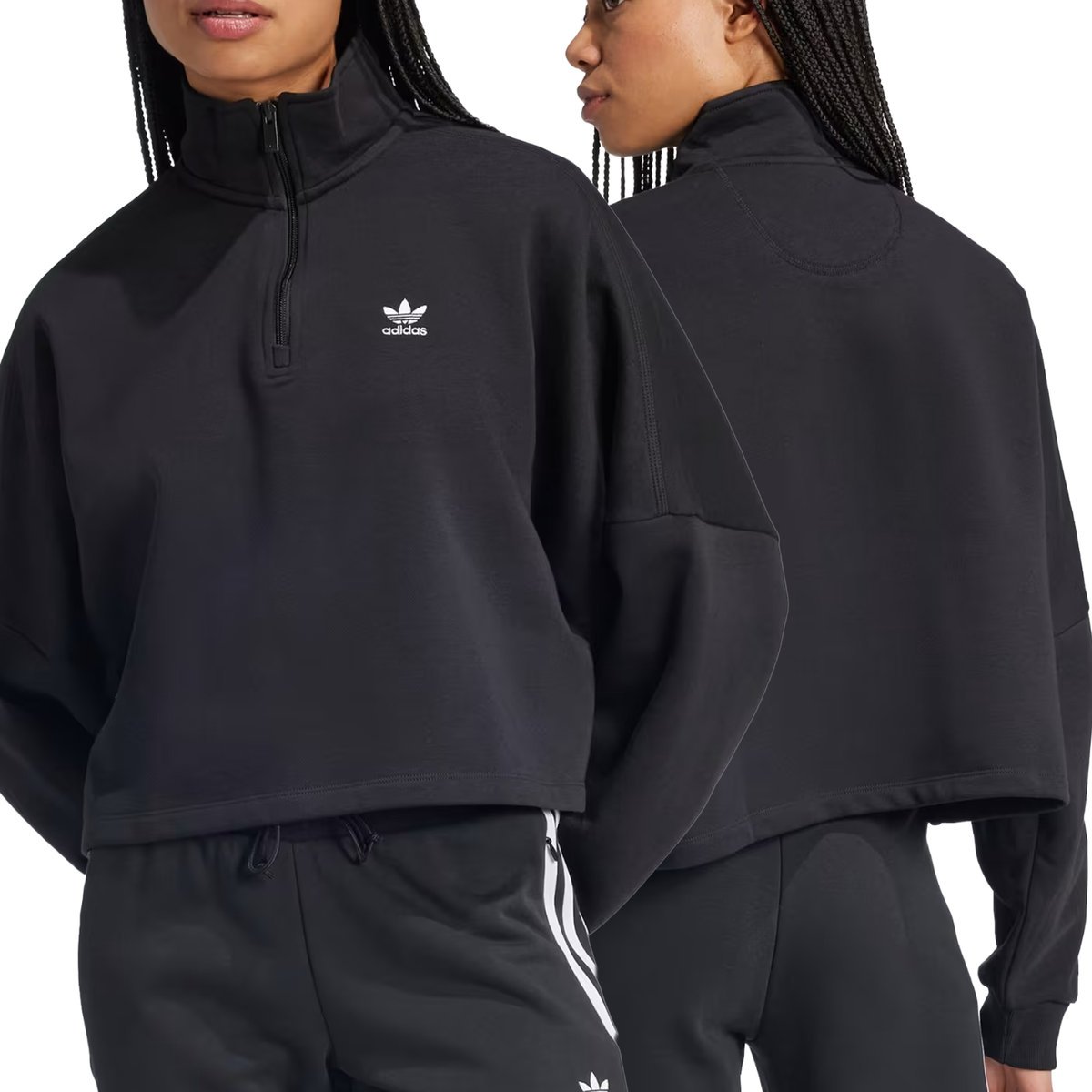 Adidas bluza damska czarna oversize kołnierz stójka bez kaptura IW0951 M