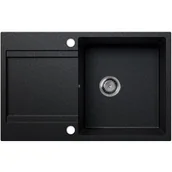 Zlewozmywaki - EOS Zlewozmywak granitowy GIOKO z ociekaczem (czarny grafit) - miniaturka - grafika 1