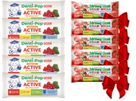 Gumy do żucia, lizaki, dropsy - Denti-Pop uczeń lizak BEZ CUKRU na koncentrację POZIOMKA 5 sztuk + GRATIS! - miniaturka - grafika 1