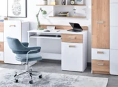 Biurka - Małe Biurko Do Pokoju Dziecka Z Szafką Codi C10 Białe - Dąb - miniaturka - grafika 1