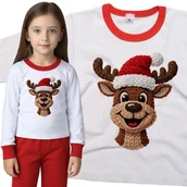 Piżamy dla dziewczynek - Piżama dziecięca Wesoły Świąteczny Renifer Jak Z Szydełka Święta 98/104 - VoloDonum - miniaturka - grafika 1