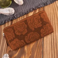 Portfele - Portfel damski skórzany pomarańczowy w kwiaty RFID Paolo Peruzzi T-115-HOR - miniaturka - grafika 1