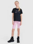 Spodnie i spodenki dla dziewczynek - 4F Legginsy kolarki trekkingowe szybkoschnące dziewczęce - różowe 122/128 (6-8 lat) - miniaturka - grafika 1