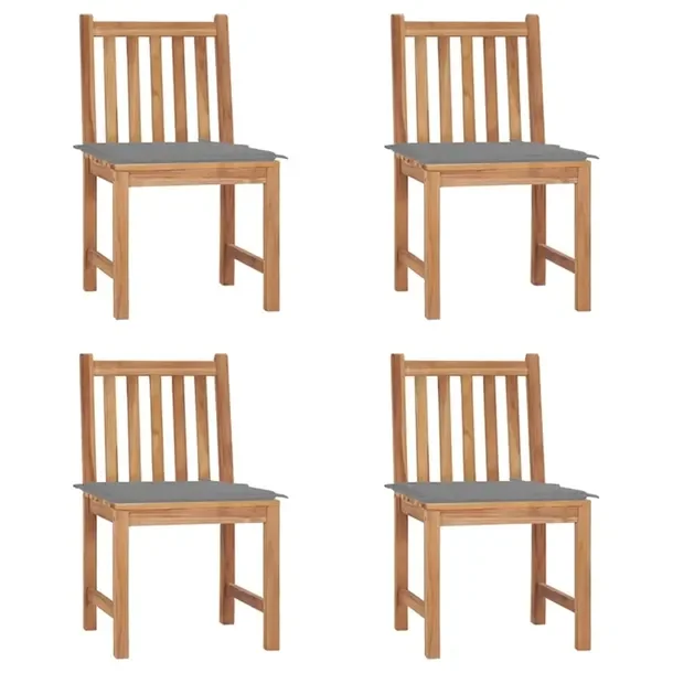 Zestaw 4 solidnych krzeseł ogrodowych z poduszkami, kolor szary, 50 x 53 x