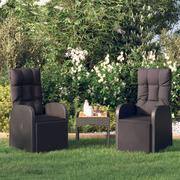 Fotele i krzesła ogrodowe - vidaXL Rozkładane krzesła ogrodowe, poduszki, 2 szt., czarny rattan PE - miniaturka - grafika 1