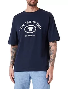 TOM TAILOR Męski t-shirt z nadrukiem logo, 10668 - Sky Captain Blue, L - Koszulki męskie - miniaturka - grafika 1
