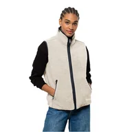 Kamizelki damskie - Damska kamizelka polarowa Jack Wolfskin HIGH CURL VEST W panna cotta - XS - miniaturka - grafika 1