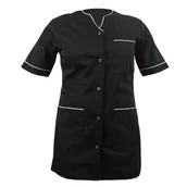 Odzież medyczna - Żakiet medyczny kosmetyczny damski czarny lamówka biała fartuch 50 - miniaturka - grafika 1
